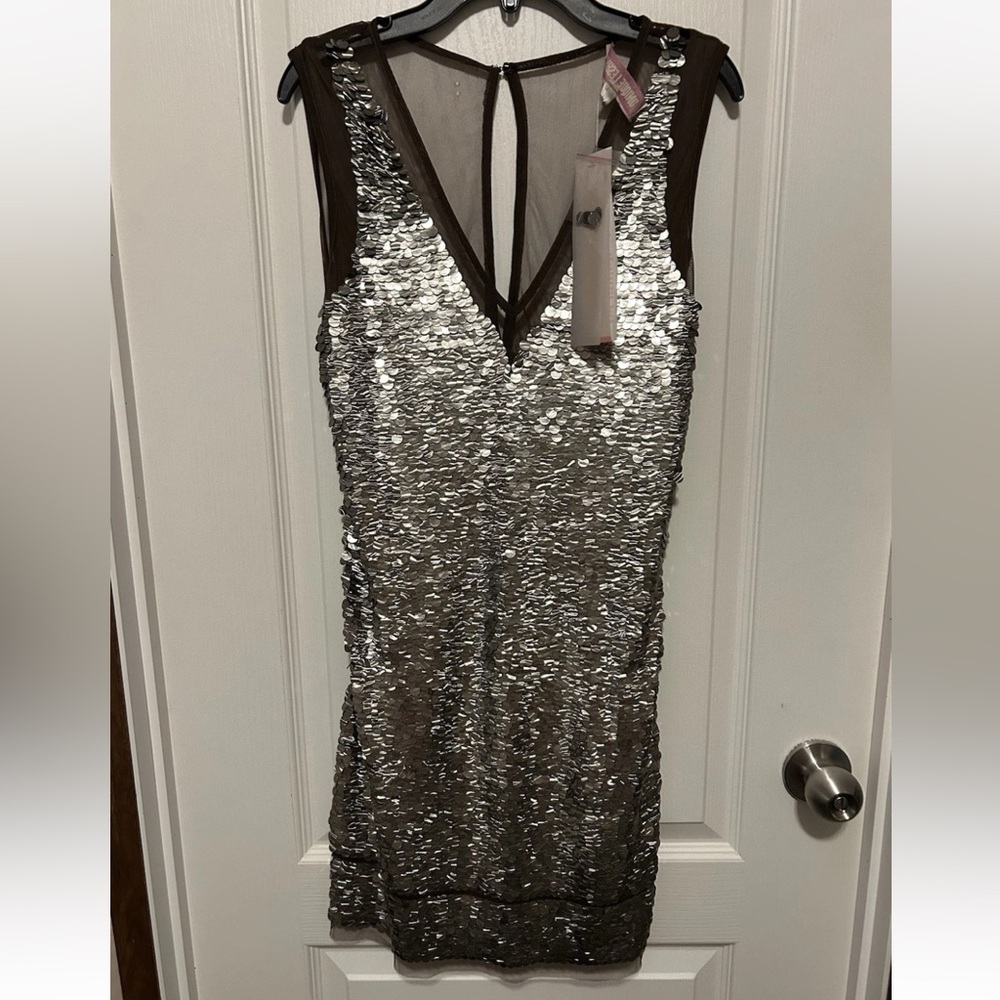 Monique Leshman Lolita Sequin Net Tank Mini Dress - Size Medium NWT